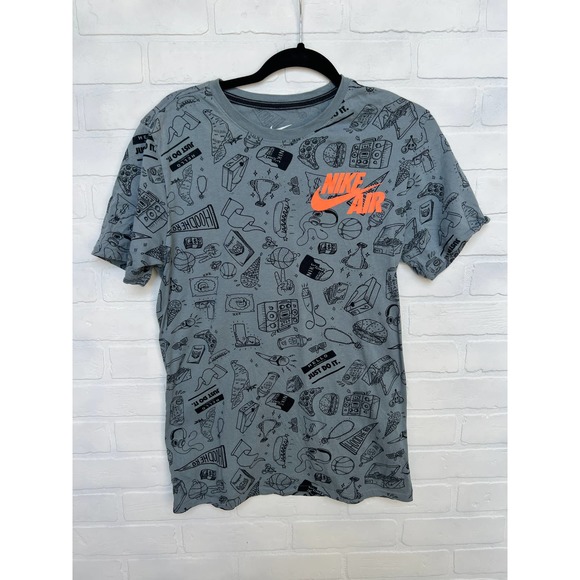 Nike Mens Honestly Print T-Shirt Grey Athletic Cut Black Graphic Cotton-sz M - Picture 1 of 6